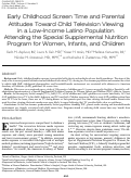 Cover page: Early Childhood Screen Time and Parental Attitudes Toward Child Television Viewing in a Low-Income Latino Population Attending the Special Supplemental Nutrition Program for Women, Infants, and Children