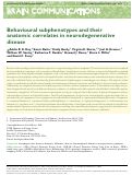 Cover page: Behavioural subphenotypes and their anatomic correlates in neurodegenerative disease