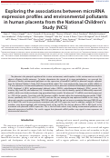 Cover page: Exploring the associations between microRNA expression profiles and environmental pollutants in human placenta from the National Children's Study (NCS).