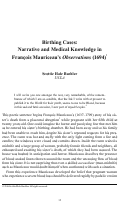 Cover page: Birthing Cases: Narrative and Medical Knowledge in Francois Mauriceau's <em>Observations</em> (1694)