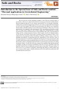 Cover page: Introduction to the Special Issue of Soils and Rocks entitled: "Thermal Applications in Geotechnical Engineering"