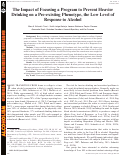 Cover page: The Impact of Focusing a Program to Prevent Heavier Drinking on a Pre‐existing Phenotype, the Low Level of Response to Alcohol