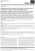 Cover page of Integrating clinical research into electronic health record workflows to support a learning health system.