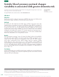 Cover page: Systolic blood pressure postural changes variability is associated with greater dementia risk.