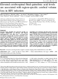 Cover page: Elevated cerebrospinal fluid quinolinic acid levels are associated with region-specific cerebral volume loss in HIV infection.