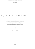 Cover page: Cooperation Incentives for Wireless Networks