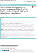 Cover page: Women’s status and experiences of mistreatment during childbirth in Uttar Pradesh: a mixed methods study using cultural health capital theory