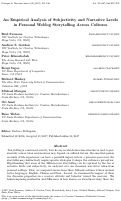 Cover page: An Empirical Analysis of Subjectivity and Narrative Levels in Personal Weblog Storytelling Across Cultures