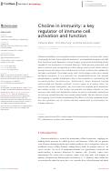 Cover page of Choline in immunity: a key regulator of immune cell activation and function