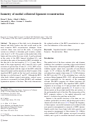 Cover page: Isometry of medial collateral ligament reconstruction