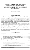 Cover page: "Sunset Park is Not for Sale": Gentrification, Rezoning, and Displacement in Brooklyn's Sunset Park