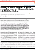 Cover page: Analysis of exonic deletions in a large population study provides novel insights into NRXN1 pathology.