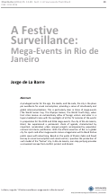 Cover page: A Festive Surveillance: Mega-Events in Rio de Janeiro