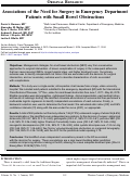 Cover page: Associations of the Need for Surgery in Emergency Department Patients with Small Bowel Obstructions