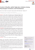 Cover page: Control of Bacillus subtilis Replication Initiation during Physiological Transitions and Perturbations