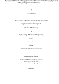 Cover page: Pyroelectric Materials for Energy Conversion: Measurement Techniques, Figures of Merit, and Optimization Principles