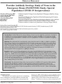 Cover page: Provider Antibody Serology Study of Virus in the Emergency Room (PASSOVER) Study: Special Population COVID-19 Seroprevalence