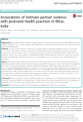 Cover page: Associations of intimate partner violence with postnatal health practices in Bihar, India