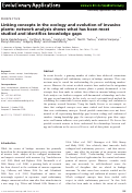 Cover page: PERSPECTIVE: Linking concepts in the ecology and evolution of invasive plants: network analysis shows what has been most studied and identifies knowledge gaps