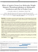 Cover page: Effect of Aspirin Versus Low-Molecular-Weight Heparin Thromboprophylaxis on Medication Satisfaction and Out-of-Pocket Costs: A Secondary Analysis of a Randomized Clinical Trial.