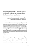 Cover page: Sustaining University-Community Partnerships in Indigenous Communities: Five Lessons from Papakolea