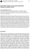 Cover page: Questionable transactions as grounds for legalization: Immigration, illegality, and law