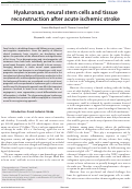 Cover page: Hyaluronan, neural stem cells and tissue reconstruction after acute ischemic stroke