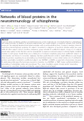 Cover page: Networks of blood proteins in the neuroimmunology of schizophrenia.