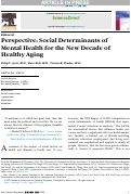 Cover page of Perspective: Social Determinants of Mental Health for the New Decade of Healthy Aging.