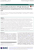 Cover page: Renewable production of high density jet fuel precursor sesquiterpenes from Escherichia coli