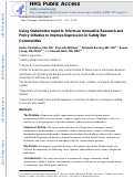 Cover page: Using Stakeholder Input to Inform an Innovative Research and Policy Initiative to Improve Depression in Safety Net Communities