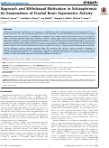 Cover page: Approach and Withdrawal Motivation in Schizophrenia: An Examination of Frontal Brain Asymmetric Activity