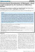 Cover page: Pharmacological Characterization of Memoquin, a Multi-Target Compound for the Treatment of Alzheimer's Disease