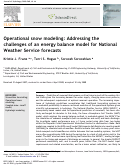 Cover page: Operational snow modeling: Addressing the challenges of an energy balance model for National Weather Service forecasts