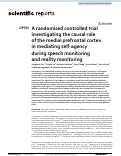 Cover page: A randomised controlled trial investigating the causal role of the medial prefrontal cortex in mediating self-agency during speech monitoring and reality monitoring.