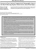 Cover page: Increase in Non-Contrast Computerized Tomography Scans of the Head Following Popular Media Stories About Head Injury