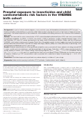 Cover page: Prenatal exposure to insecticides and child cardiometabolic risk factors in the VHEMBE birth cohort