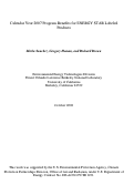 Cover page: Calendar Year 2007 Program Benefits for ENERGY STAR Labeled Products
