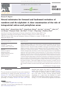 Cover page: Neural substrates for forward and backward recitation of numbers and the alphabet: A close examination of the role of intraparietal sulcus and perisylvian areas