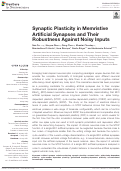 Cover page: Synaptic Plasticity in Memristive Artificial Synapses and Their Robustness Against Noisy Inputs