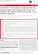 Cover page: G-CSF/anti-G-CSF antibody complexes drive the potent recovery and expansion of CD11b+Gr-1+ myeloid cells without compromising CD8+ T cell immune responses