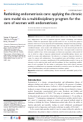 Cover page: Rethinking endometriosis care: applying the chronic care model via a multidisciplinary program for the care of women with endometriosis.