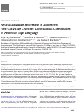 Cover page: Neural Language Processing in Adolescent First-Language Learners: Longitudinal Case Studies in American Sign Language