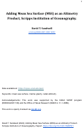 Cover page: Adding Mean Sea Surface (MSS) as an Altimetry Product