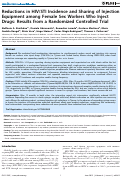 Cover page: Reductions in HIV/STI Incidence and Sharing of Injection Equipment among Female Sex Workers Who Inject Drugs: Results from a Randomized Controlled Trial