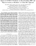 Cover page of Impact of COVID-19 Pandemic on Sleep Including HRV and Physical Activity as Mediators: A Causal ML Approach