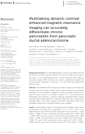 Cover page: Multitasking dynamic contrast enhanced magnetic resonance imaging can accurately differentiate chronic pancreatitis from pancreatic ductal adenocarcinoma.