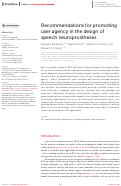 Cover page: Recommendations for promoting user agency in the design of speech neuroprostheses.