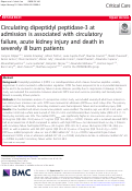 Cover page: Circulating dipeptidyl peptidase-3 at admission is associated with circulatory failure, acute kidney injury and death in severely ill burn patients