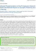 Cover page: Altered phosphorylation of the proteasome subunit Rpt6 has minimal impact on synaptic plasticity and learning